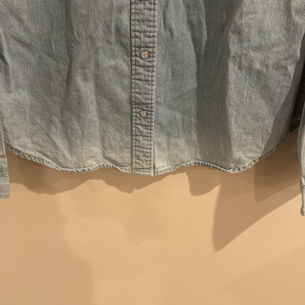 Free‎ People The Wolves Blue Denim Embroidered Snap Fitted Cowboy Shirt NEW XS - Picture 4 of 10
